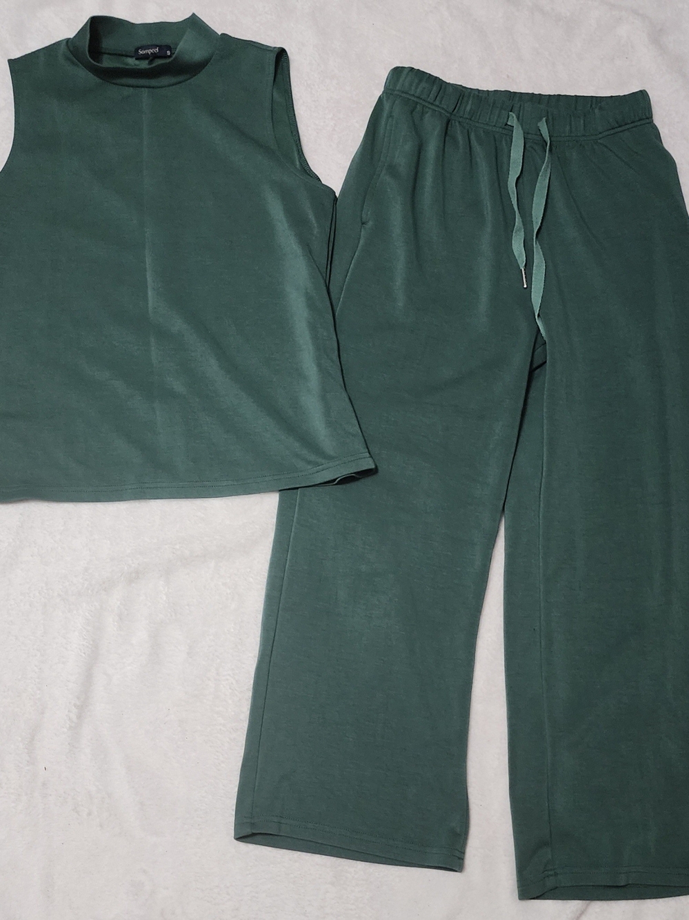 Sleeveless Dark Green Lounge Pantsuit - Unbranded